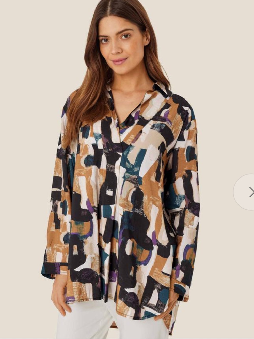 Masai Copenhagen Herdis Tunic Abstract Print long Sleeve Top Size Large